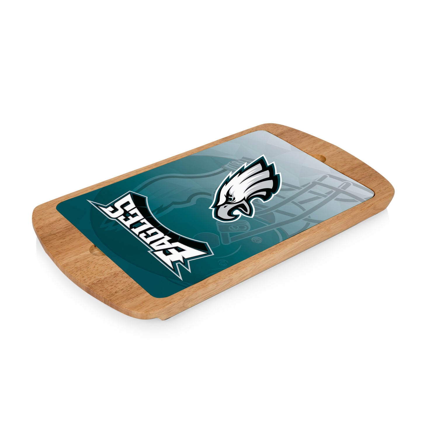 Philadelphia Eagles - Billboard Glass Top Serving Tray, (Rubberwood) by Picnic Time