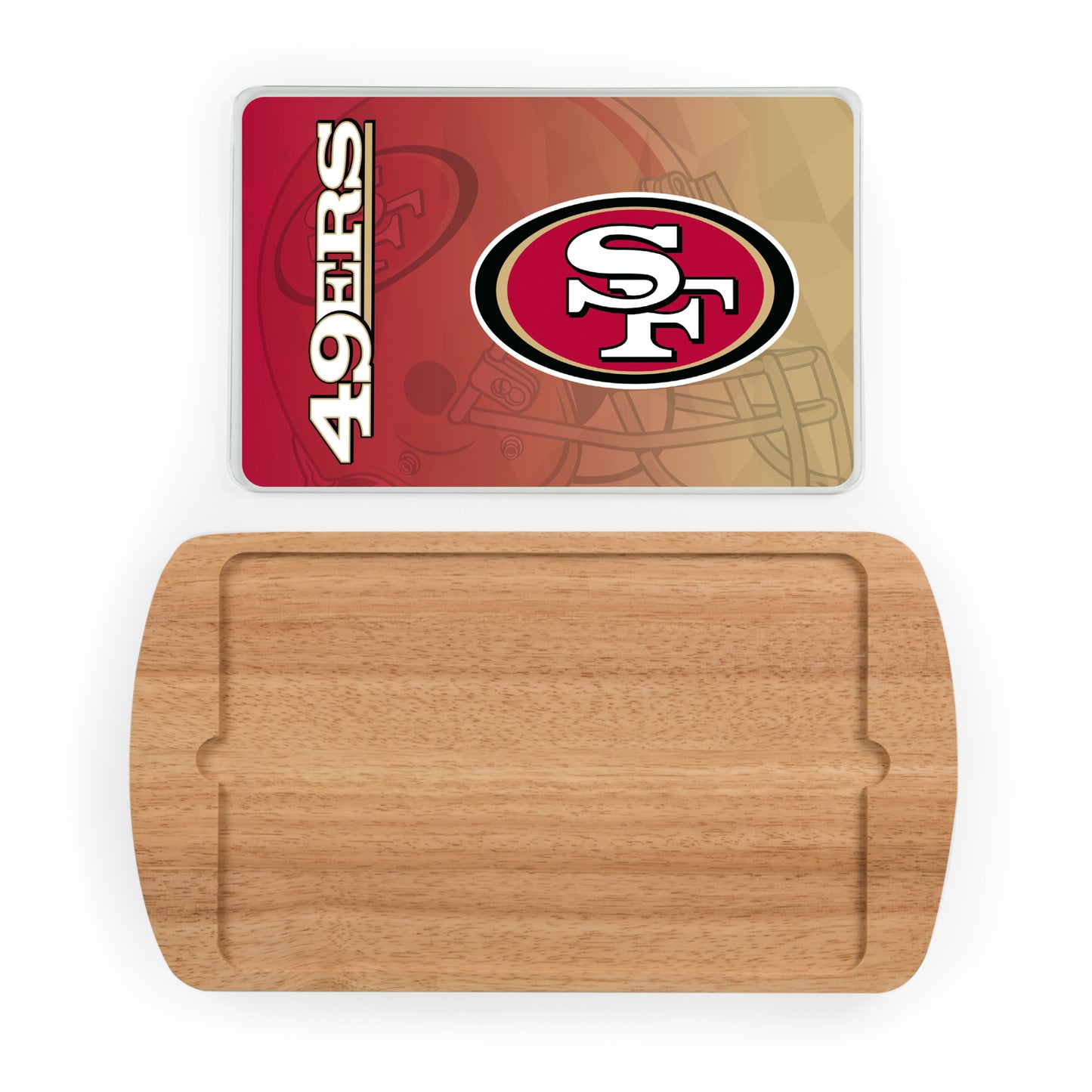 San Francisco 49ers - Billboard Glass Top Serving Tray, (Rubberwood) by Picnic Time