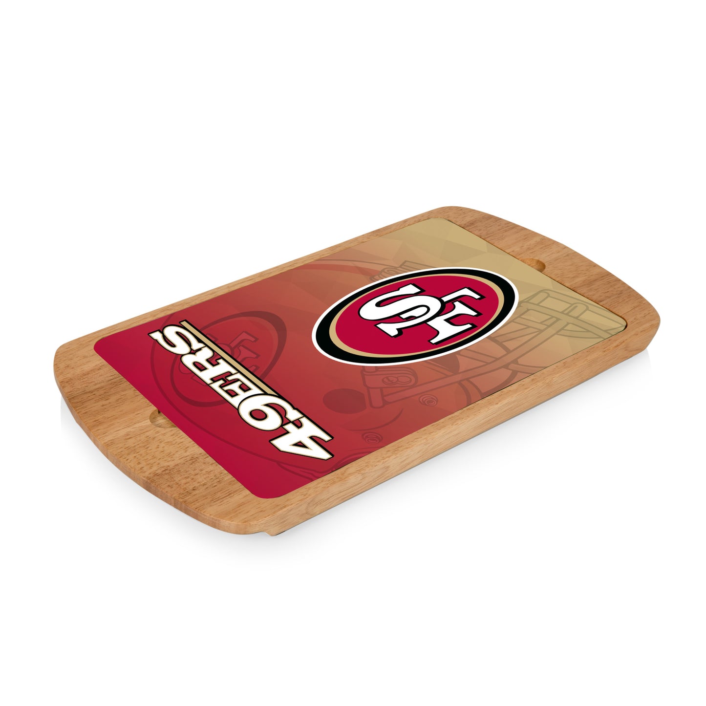 San Francisco 49ers - Billboard Glass Top Serving Tray, (Rubberwood) by Picnic Time