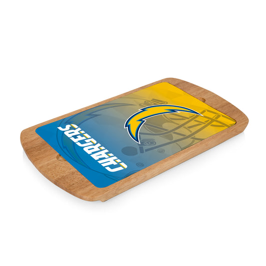 Los Angeles Chargers - Billboard Glass Top Serving Tray, (Rubberwood) by Picnic Time
