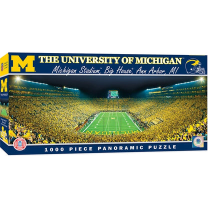 "Michigan Wolverines NCAA Big House Stadium 1000-Piece Panoramic Puzzle - End View. Brand new, measures 13x39 inches. Officially licensed."