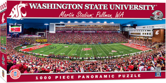 "Washington State Cougars Martin Stadium 1000-Piece Puzzle. Brand new, measures 13x39 inches. Made by Masterpieces."