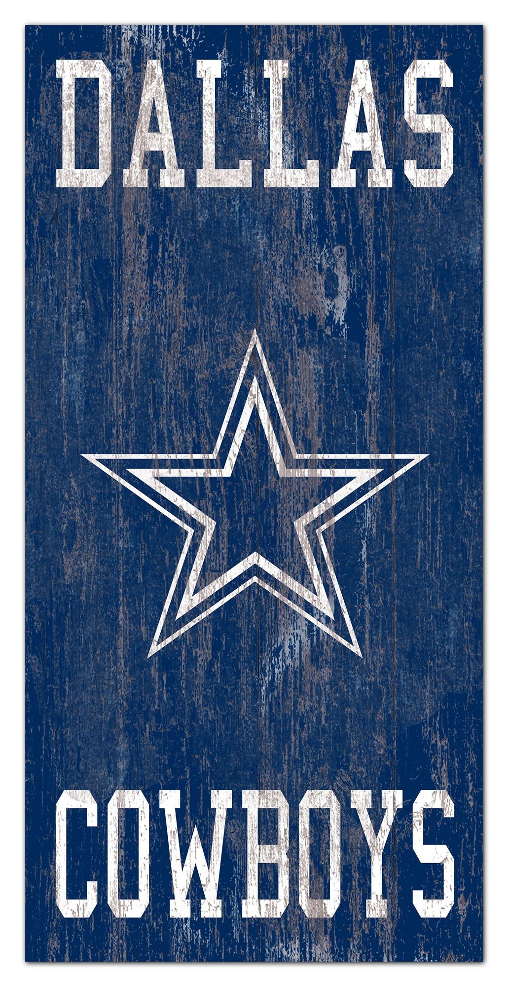 Dallas Cowboys Heritage Logo w/ Team Name 6" x 12" Distressed Sign by Fan Creations