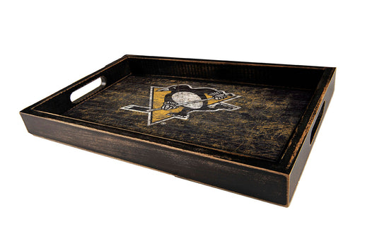 Pittsburgh Penguins Distressed Serving Tray with Team Color by Fan Creations