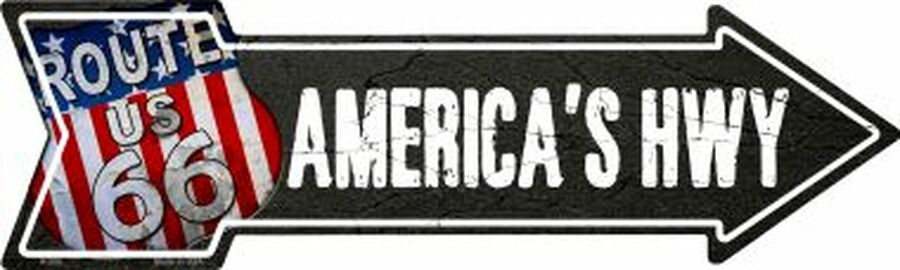 Americas Hwy Novelty Metal 5" x 17" Arrow Sign A-356