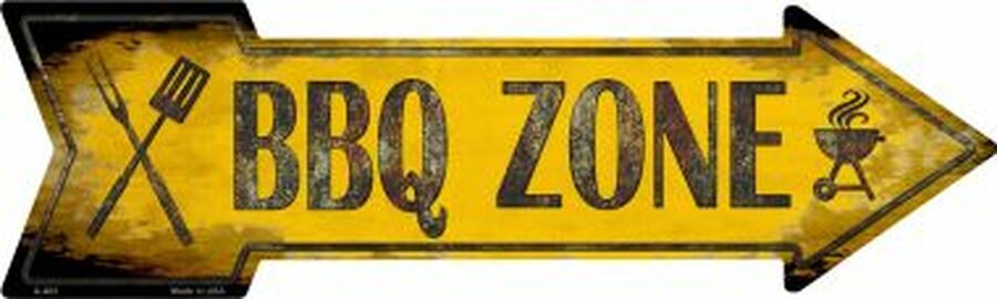 BBQ Zone Novelty Metal 5" x 17"Arrow Sign A-403