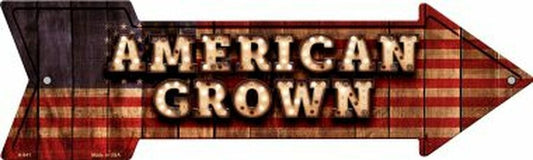 American Grown Bulb Letters American Flag Novelty 5" x 17" Arrow Sign A-641