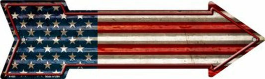 American Flag Novelty Corrugated Effect 5" x 17" Metal Arrow Sign A-655