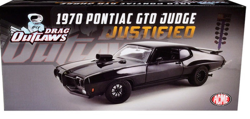 1970 Pontiac GTO Judge "Justified" Black "Drag Outlaws" Series Limited Edition to 564 pieces Worldwide 1/18 Diecast Model Car by ACME