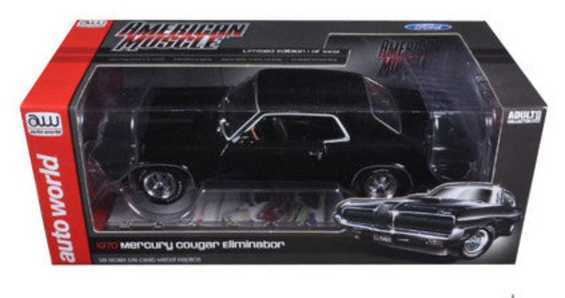 1970 Mercury Cougar Eliminator Black Limited Edition to 1002pcs 1/18 Diecast Model Car by Autoworld