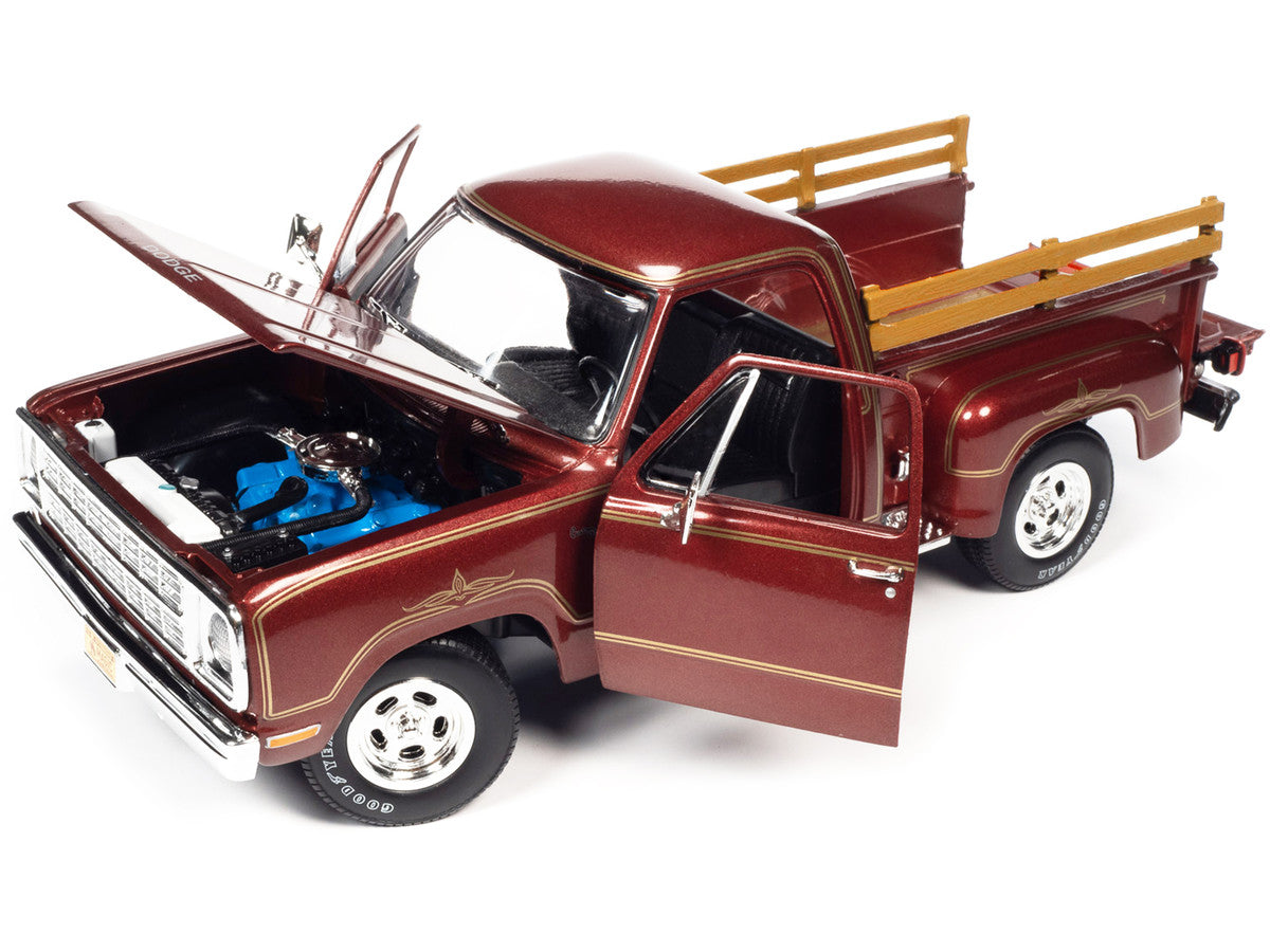 1979 Dodge Warlock II D100 Utiline Pickup Truck Canyon Red Metallic with Graphics 1/18 Diecast Model Car by Auto World
