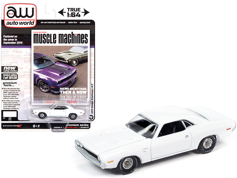 1970 Dodge Challenger R/T White "Hemmings Muscle Machines" Magazine Cover Car - Limited Edition 10120 pieces 1/64 Diecast Car by Autoworld