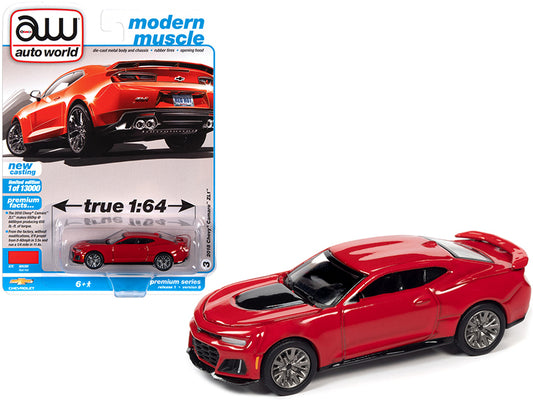 2018 Chevrolet Camaro ZL1 Red Hot "Modern Muscle" Limited Edition to 13000 pieces Worldwide 1/64 Diecast Model Car by Autoworld