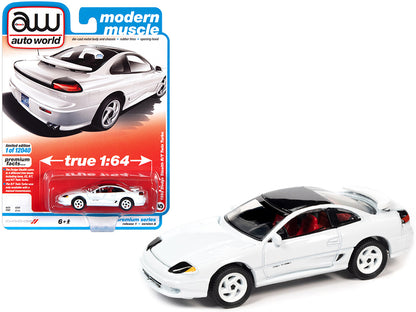 1992 Dodge Stealth R/T Twin Turbo White w/ Black Top & Red Interior "Modern Muscle" Limited Edition to 12040 pcs. 1/64 Diecast Model Car by Autoworld