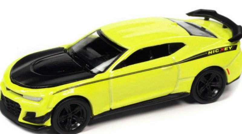 2019 Chevrolet Camaro Nickey ZL1 1LE Shock Yellow with Matt Black Hood and Stripes "Modern Muscle" Ltd Ed to 14670 pcs 1/64 Diecast Car by Auto World