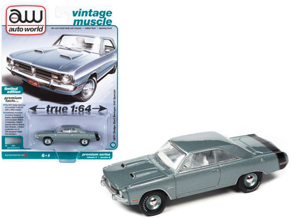 1971 Dodge Dart Swinger 340 Special Light Gunmetal Gray Metallic w/ Black Tail Stripe "Vintage Muscle" Limited Edition 1/64 Diecast Car by Auto World