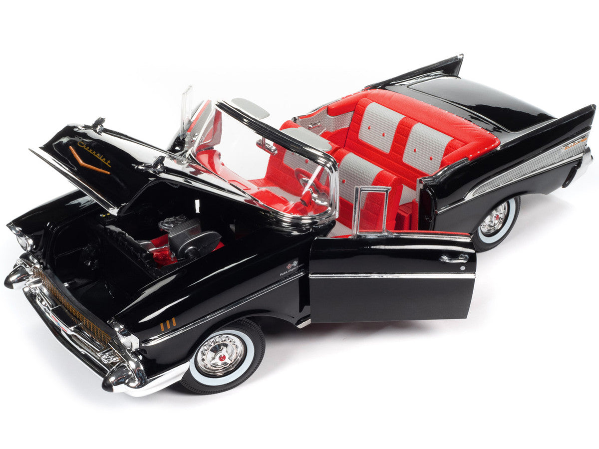 1957 Chevrolet Bel Air Convertible Onyx Black James Bond 007 "Dr. No" (1962) Movie "60 Years of Bond" Series 1/18 Diecast Model Car by Auto World