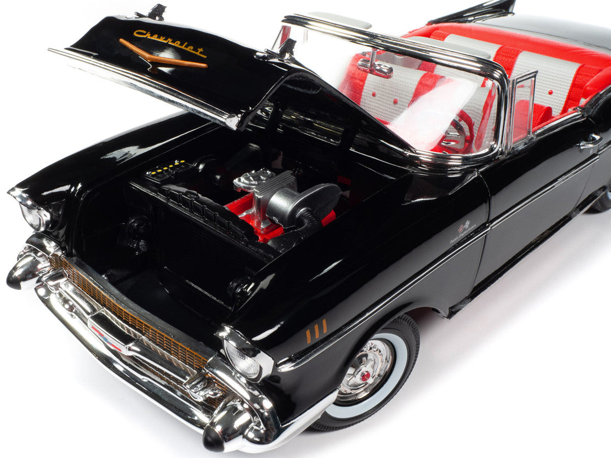 1957 Chevrolet Bel Air Convertible Onyx Black James Bond 007 "Dr. No" (1962) Movie "60 Years of Bond" Series 1/18 Diecast Model Car by Auto World