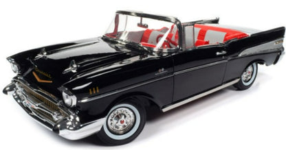 1957 Chevrolet Bel Air Convertible Onyx Black James Bond 007 "Dr. No" (1962) Movie "60 Years of Bond" Series 1/18 Diecast Model Car by Auto World