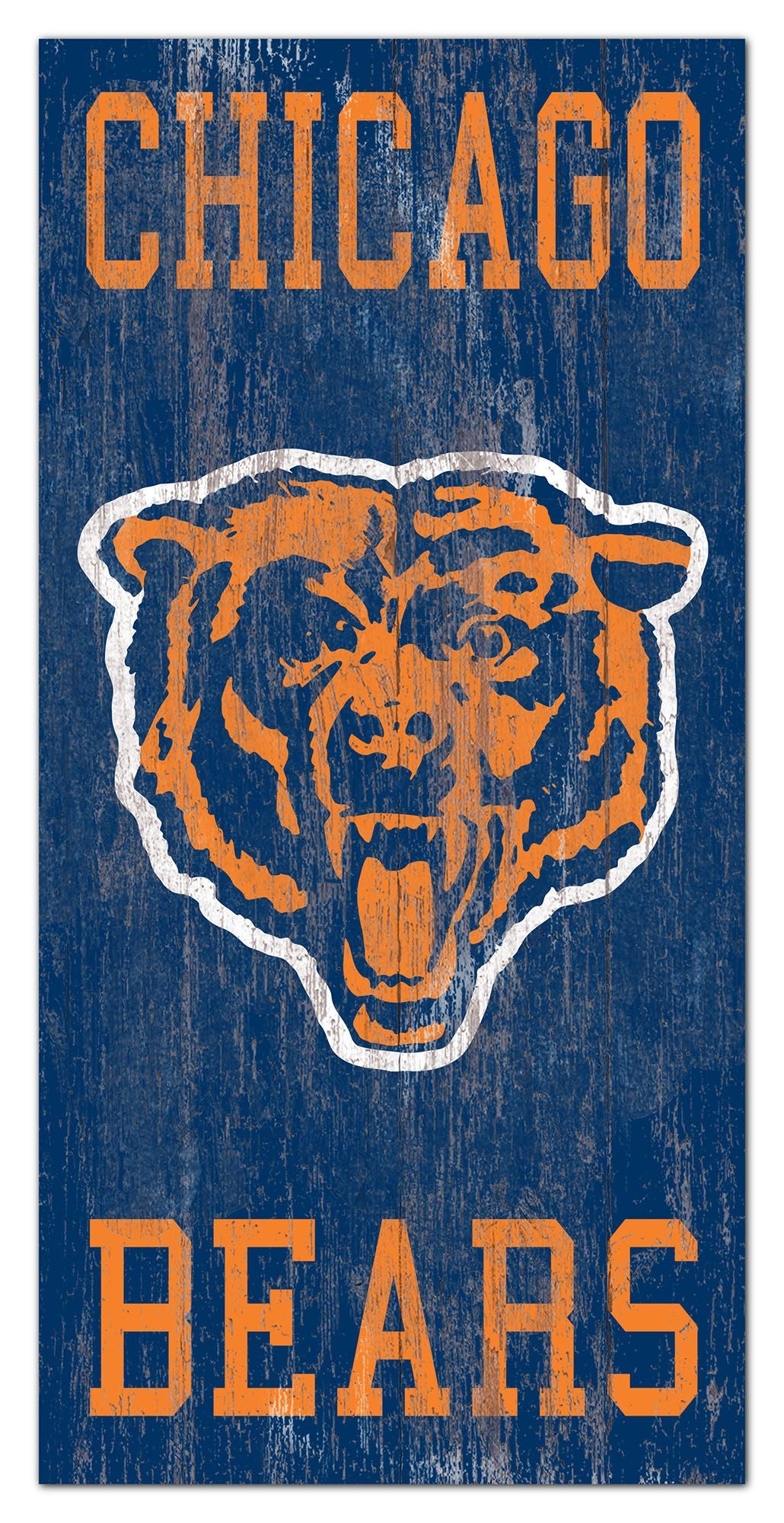 Chicago Bears Heritage Logo w/ Team Name 6" x 12" Distressed Sign by Fan Creations