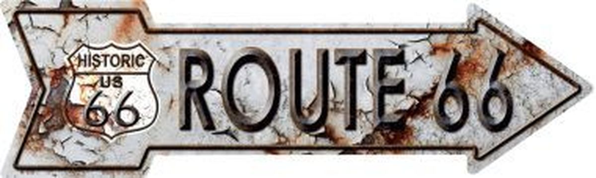 Rusty Route 66 Novelty 5" x 17" Metal Arrow Sign A-119
