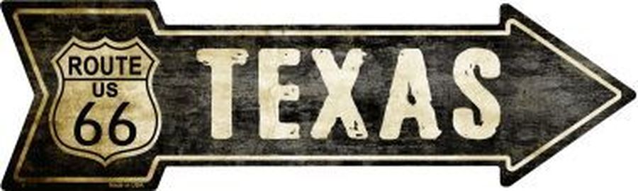 Vintage Route 66 Texas 5" x 17" Metal Arrow Sign  A-129