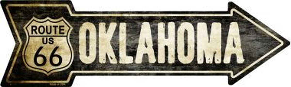 Vintage Route 66 Oklahoma 5" x 17" Metal Arrow Sign A-130
