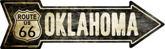 Vintage Route 66 Oklahoma 5" x 17" Metal Arrow Sign A-130