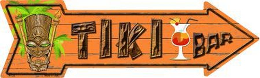 Tiki Bar 5" x 17" Metal Arrow Sign A-173