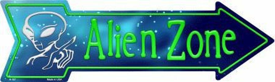 Alien Zone Novelty 5" x 17" Metal Arrow Sign A-187