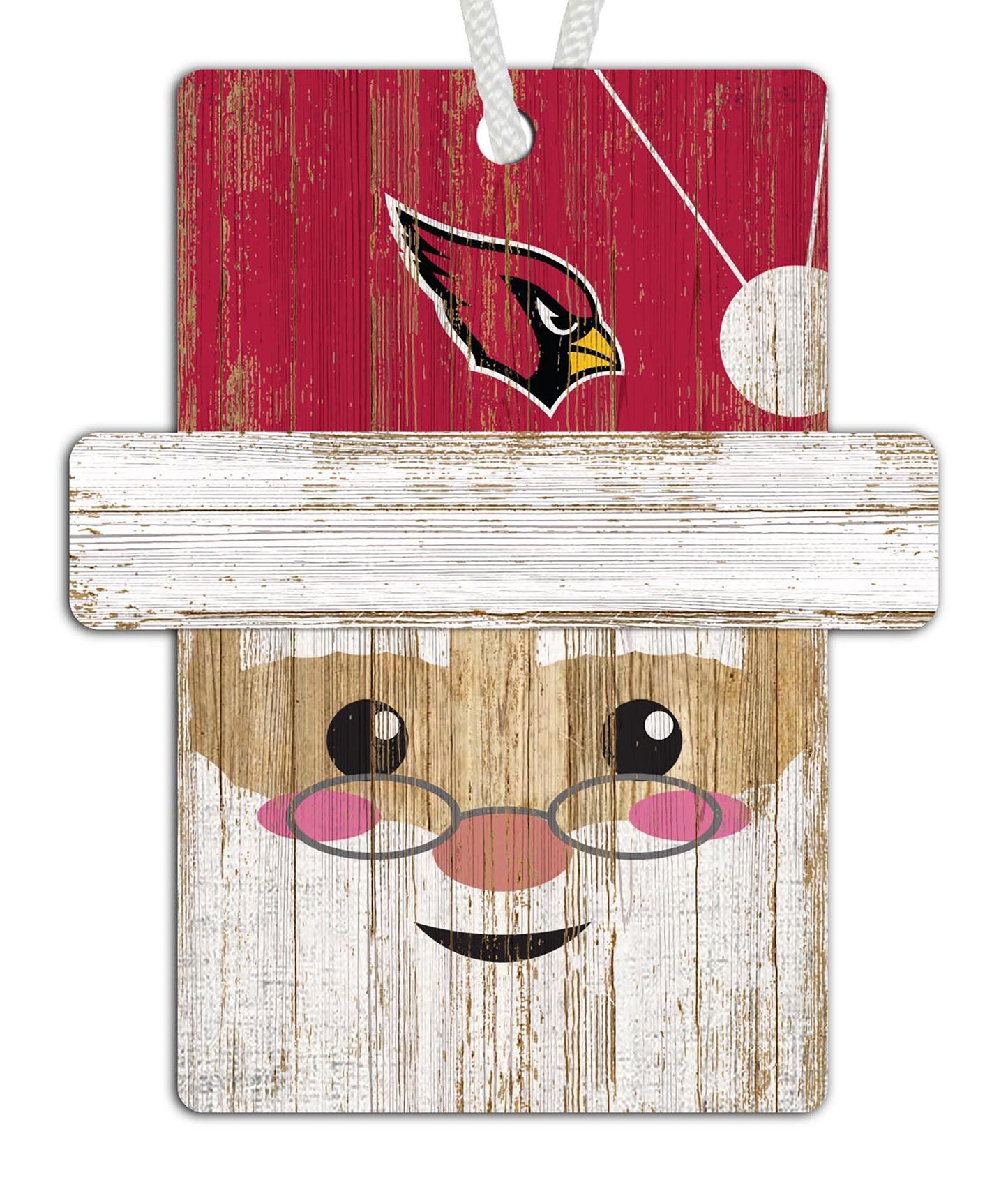 Arizona Cardinals Distressed Santa Ornament by Fan Creations