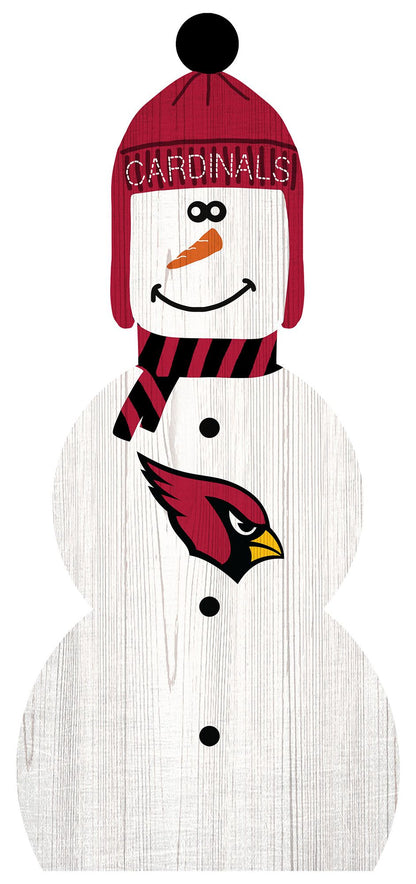 "Arizona Cardinals NFL snowman leaner, 15x31, featuring team graphics, made from MDF for indoor use."