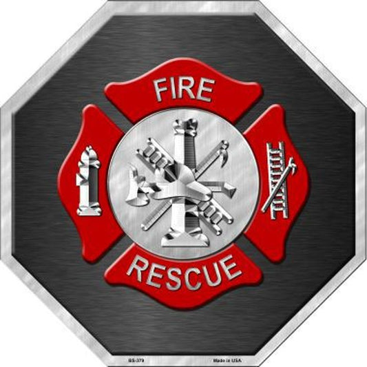 Fire Rescue Aluminum Metal 12" x 12" Octagon Stop Sign - BS-379