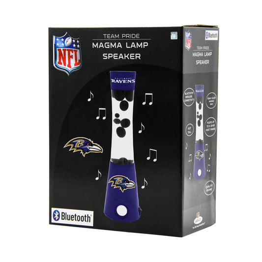 Baltimore Ravens Magma Lamp - Bluetooth Speaker. 16.5" tall, 30W bulb included. One-of-a-kind lighting, premium Bluetooth sound. Made by Sporticulture.