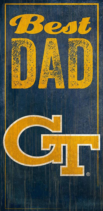 Georgia Tech Yellow Jackets Best Dad 6" x 12" Sign by Fan Creations