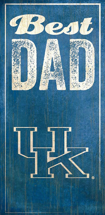 Kentucky Wildcats Best Dad Sign, 6" x 12", Made in USA, MDF with distressed wood-like design. Officially licensed.