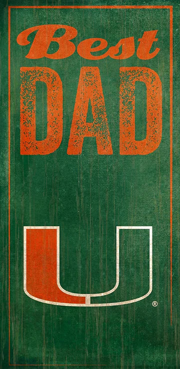 Miami Hurricanes Best Dad 6" x 12" Sign by Fan Creations