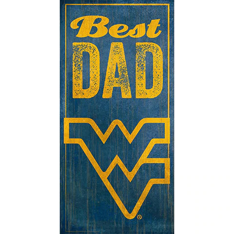 West Virginia Mountaineers Best Dad 6" x 12" Sign by Fan Creations
