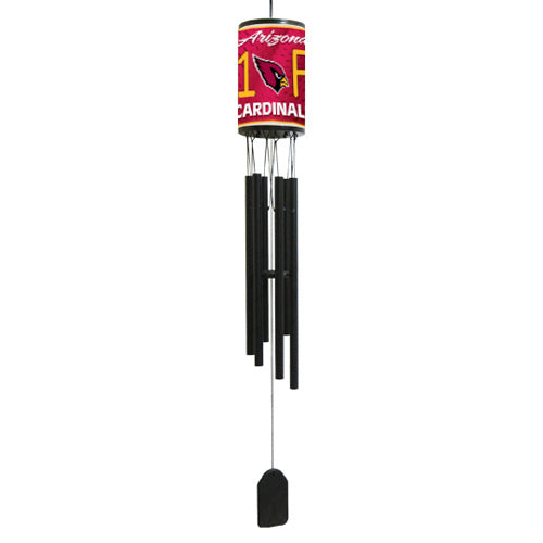 Arizona Cardinals  wind chime measures 33" long with team colors and graphics and 6 black aluminum flutes for sound
