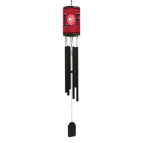 Atlanta Hawks wind chime measures 33" long with team colors and graphics and 6 black aluminum flutes for sound