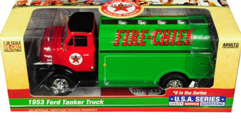 1953 Ford Tanker Truck "Texaco" "Fire-Chief" 9th in the Series "U.S.A. Series Utility - Service - Advertising" 1/30 Diecast Model by Autoworld