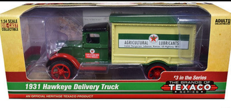 1931 Hawkeye Texaco Diecast Delivery Truck, 'Agricultural Lubricants.' 1/34 Scale by Autoworld. Part of 'The Brands of Texaco Series'.
