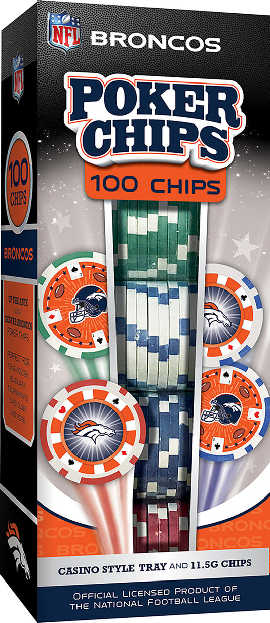 Denver Broncos Poker Chips 100 Piece Set by Masterpieces