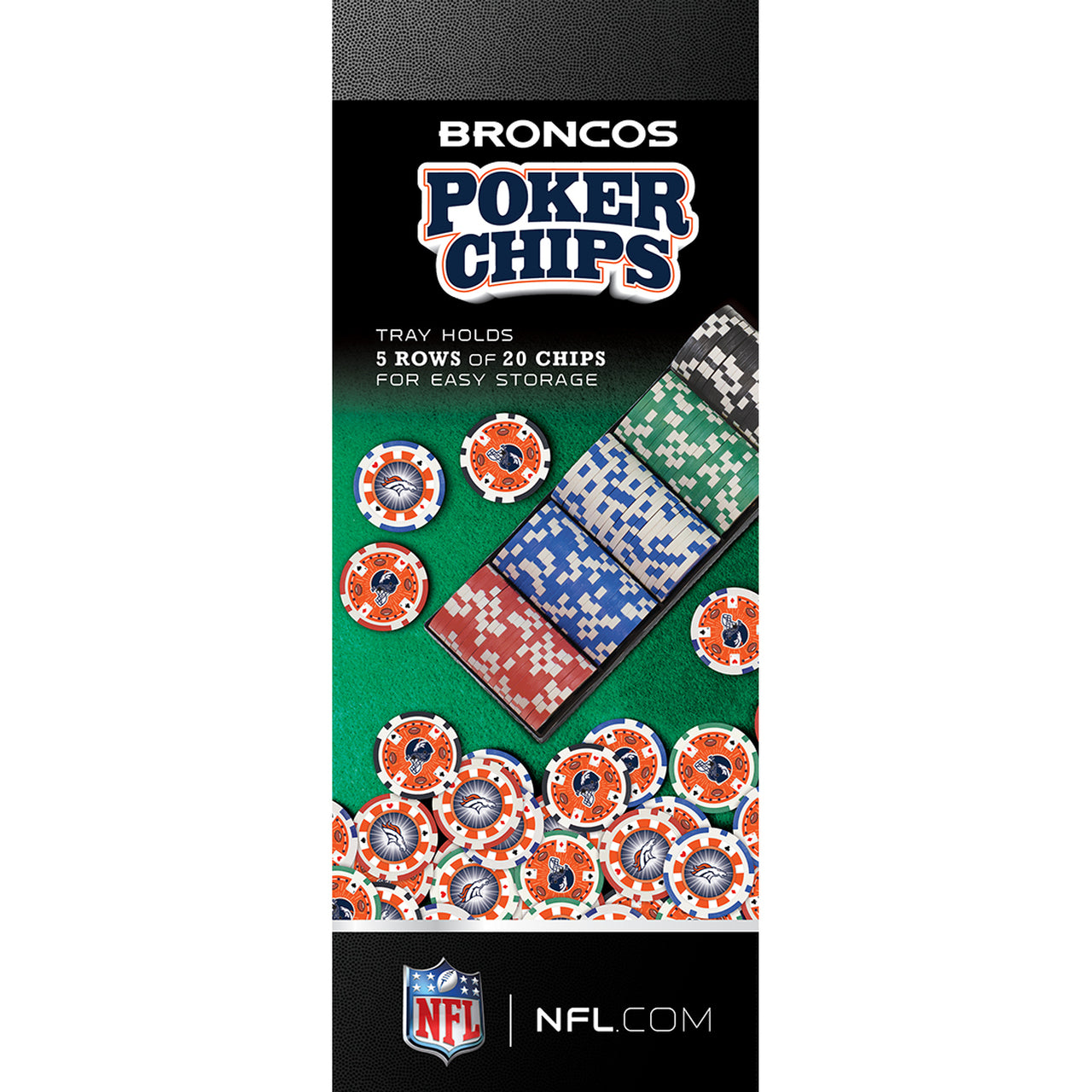 Denver Broncos Poker Chips 100 Piece Set by Masterpieces