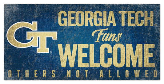 Georgia Tech Yellow Jackets Fans Welcome 6" x 12" Sign by Fan Creations