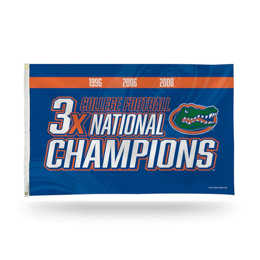 Florida Gators 3 Time College Football Champs 3' x 5' Banner Flag by Rico Industries