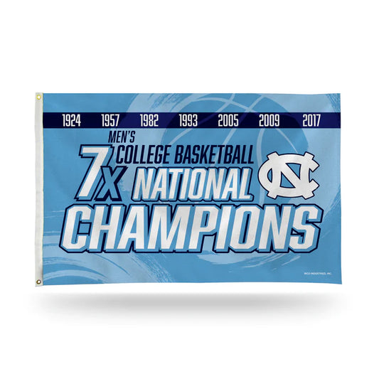 North Carolina Tar Heels 7 Time College Basketball Champs Banner Flag by Rico Industries