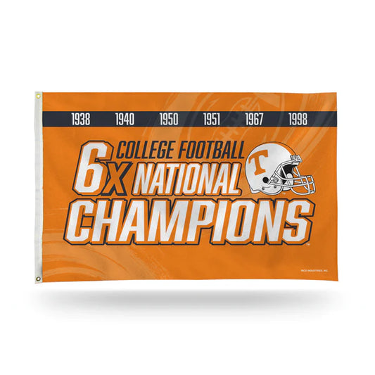 Tennessee Volunteers 6 Time College Football Champs Banner Flag by Rico Industries