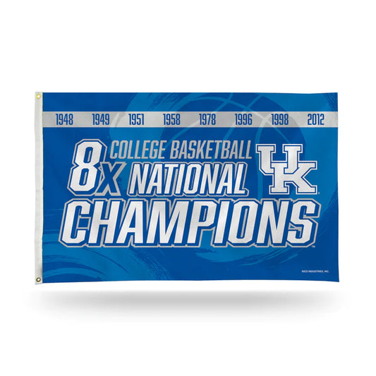 Kentucky Wildcats 8 Time College Basketball Champs Banner Flag by Rico Industries