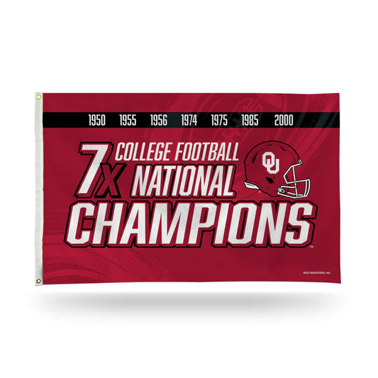 Oklahoma Sooners 7 Time College Football Champs Banner Flag by Rico Industries